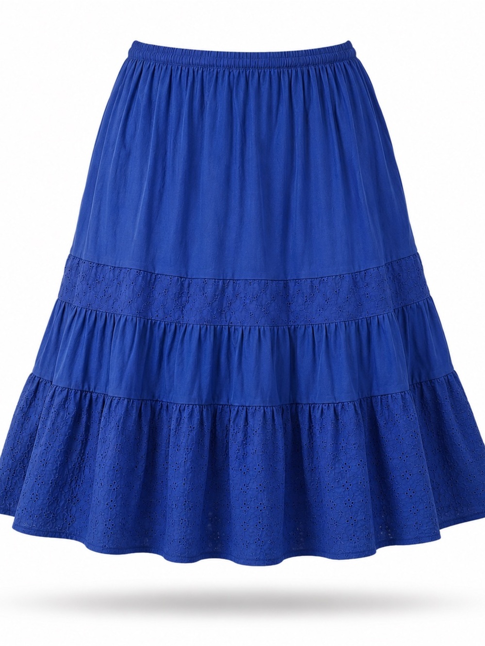 Liz Claiborne Cobalt Blue Tiered Eyelet Midi Skirt